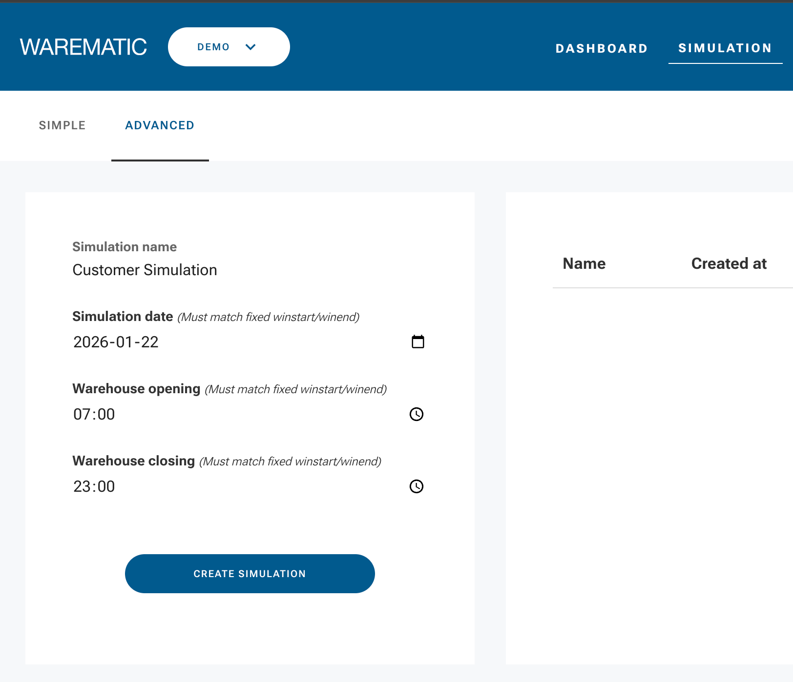Warematic User Interface